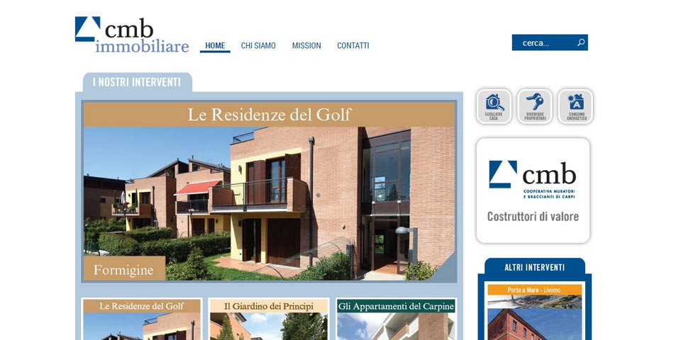 immagine dell'home page del sito internetCMB Immobiliare