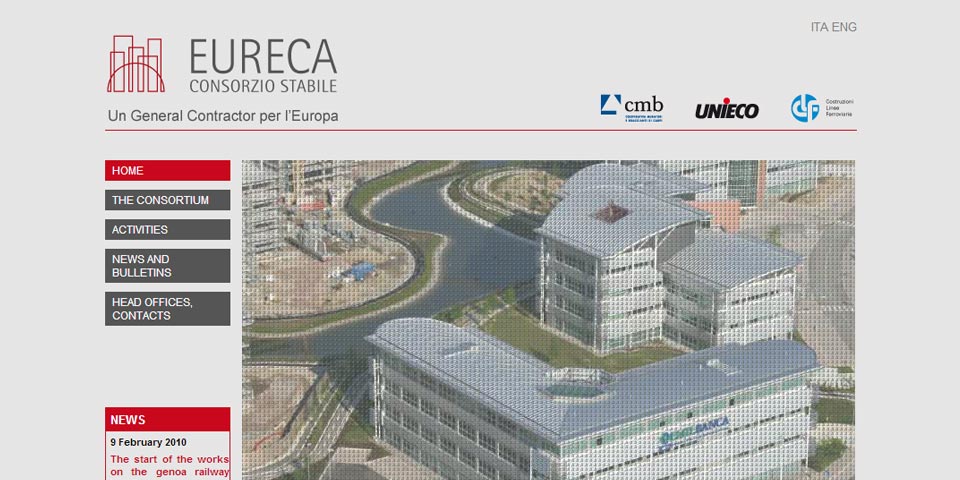 immagine dell'home page del sito internet consorzio eureca