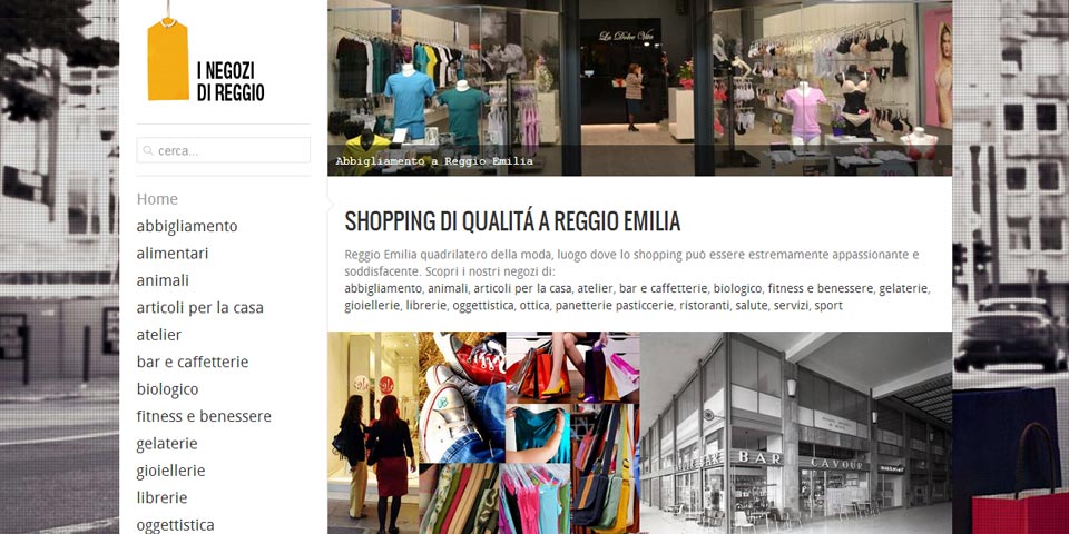 immagine dell'home page del sito internet I negozi di Reggio