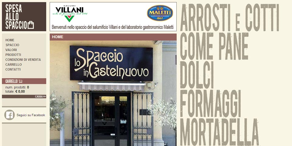 immagine dell'home page del sito internet Spesa allo Spaccio