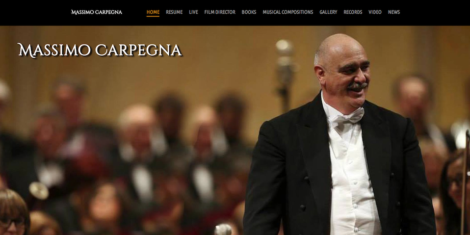 Foto della home del sito internet del Maestro Massimo Carpegna